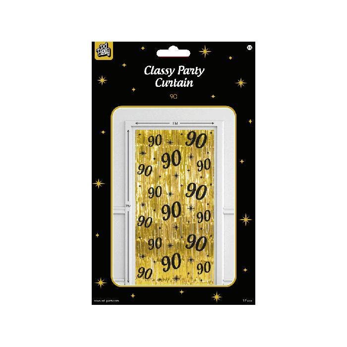 Classy Party Curtain 90 jaar, Hobby en Vrije tijd, Feestartikelen, Verjaardag, Versiering, Nieuw, Verzenden