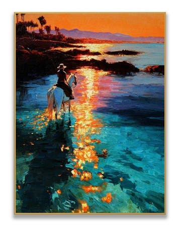 Stefano - Rider at the Golden Hour, Antiek en Kunst, Kunst | Schilderijen | Modern
