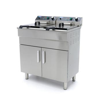 Frituurpan - 2 x 16 L - 2 Manden - met Tapkraan en, Witgoed en Apparatuur, Frituurpannen, 4 liter of meer, Verzenden, Nieuw, Duo-friteuse