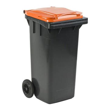 Minicontainer 120 liter grijs met oranje deksel, Huis en Inrichting, Woonaccessoires | Prullenbakken, Kunststof, Nieuw, 40 liter of meer