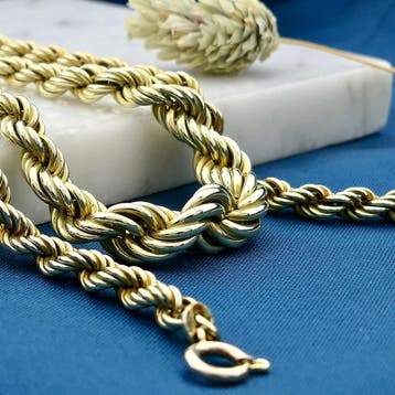 Gouden gedraaide schakelketting; 14 karaat; 51,5 cm, Ophalen of Verzenden, Gebruikt, Goud, Goud