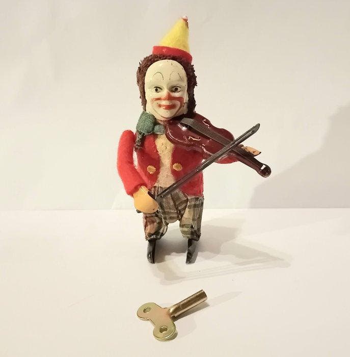 Schuco - Speelgoed figuur Schuco Solisto Clown playing, Antiek en Kunst, Antiek | Speelgoed