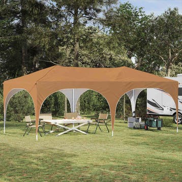 vidaXL Pop-up partytent 574 x 289 x 245 cm Beige Oxford Stof, Verzenden, Nieuw, Partytent