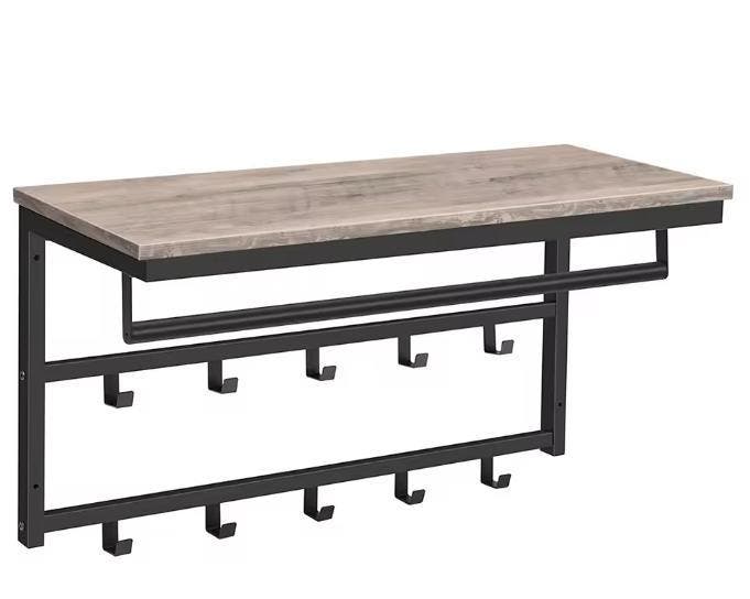 Wandkapstok met Plank – Metalen Rek met 10 Haken en Stang, Huis en Inrichting, Kasten | Wandmeubels, Nieuw, Verzenden