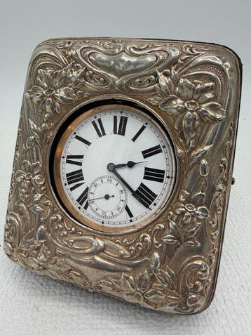 Bureauklok - Art Nouveau - .925 zilver - 1850-1900