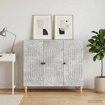 vidaXL Dressoir Betongrijs 89 x 34,5 x 80 cm Bewerkt hout, Verzenden, Nieuw, Overige houtsoorten, Minder dan 50 cm