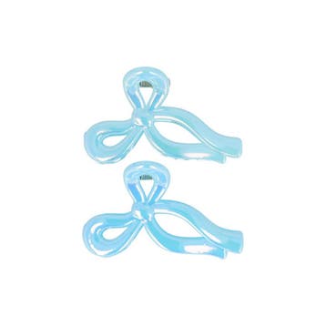 Haarspeld Haarklemmen 4,5cm – Strik – Parelmoer Blauw – Set, Nieuw