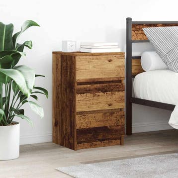 vidaXL Nachtkastje met 3 lades 39x35x65 cm oud hout, Minder dan 45 cm, Verzenden, Nieuw, 55 tot 70 cm