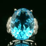 Topaas - Zilver, S925 zilveren ring met enorme 11,05 ct