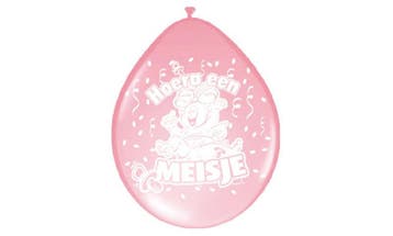 Ballonnen Hoera een meisje 8/ 30cm, Ophalen of Verzenden, Nieuw