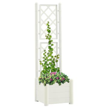 vidaXL Plantenbak met latwerk 43x43x142 cm PP wit, Verzenden, Nieuw, Minder dan 60 cm, 60 cm of meer