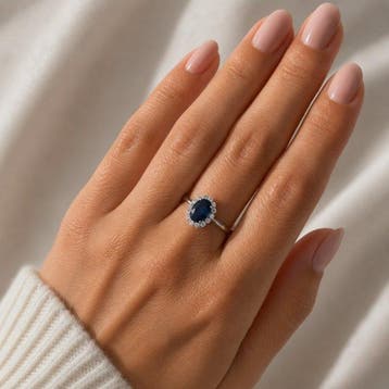 Zonder minimumprijs - Ring Verguld Saffier - 18kt, Nieuw