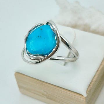 Turquoise - Zilver - Ring - TURCHESE ARIZONA, Antiek en Kunst
