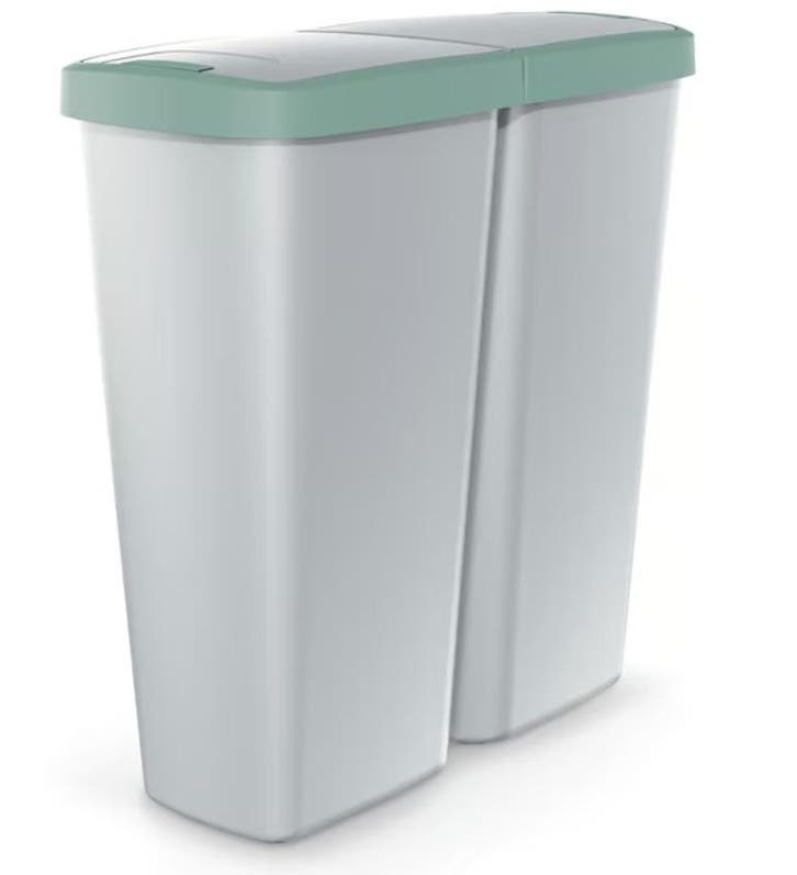 Afvalbak Duo 50 Liter grijs/groen afmeting 55x25x57cm, Huis en Inrichting, Emmers, Nieuw, Verzenden