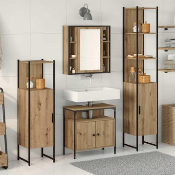 vidaXL Badkamermeubelset 4 st Artisan Eiken 33 x 33 x 185,5, Verzenden, Nieuw, Overige typen