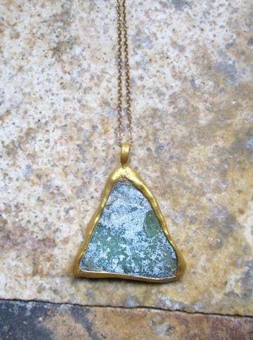 Oud-Romeins Glas Iriserende Grote Hanger - 55 mm (Zonder