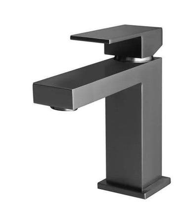 Wastafelkraan SQUARE laag 17,7cm Vierkant Gun metal, Ophalen of Verzenden, Nieuw, Steen, Bad