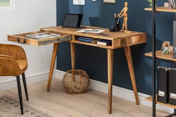 Massief bureau RETRO 120 cm mangohouten kantoortafel met, Ophalen of Verzenden, Nieuw in verpakking