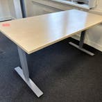 (MDK-107251) Zit-sta slingerbureau 160x80 cm, zilver onde..., Huis en Inrichting, Bureaus, Ophalen of Verzenden, Gebruikt