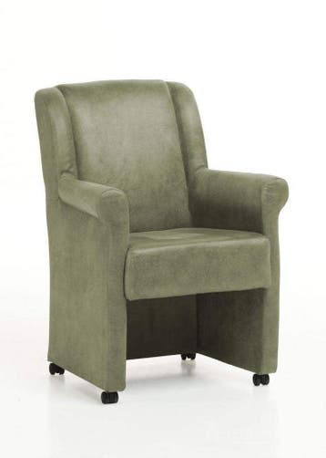 Eetkamerstoel Mandy met wielen - eetkamerstoelen - Groen, Huis en Inrichting, Nieuw, Stof