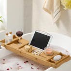 Bamboe Badplank –Uitschuifbare Badbrug met Boek- en Glashoud, Verzenden, Nieuw