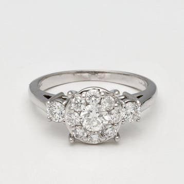 Ring - 14 karaat Witgoud - 1.18ct. tw. Diamant (Natuurlijk), Nieuw