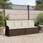 vidaXL Tuinbank met kussen Zwart en Cream Wit poly rattan, Verzenden, Nieuw, Rotan