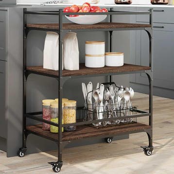 vidaXL Keukentrolley 65x40x86,5 cm bewerkt hout bruin, Huis en Inrichting, Verzenden, Nieuw