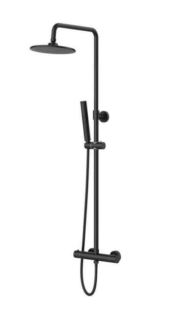 Thermostatische regendouche opbouwset mat zwart 20 cm, Ophalen of Verzenden, Nieuw, Bad