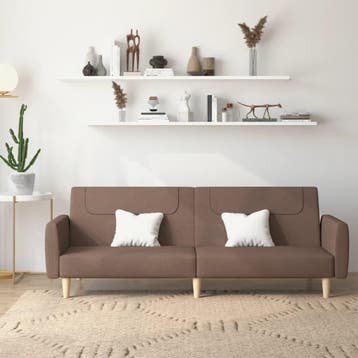 vidaXL Slaapbank 2-zits stof taupe, Verzenden, Minder dan 150 cm, Stof, Nieuw