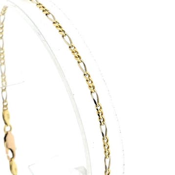 Bicolor gouden Figaro schakelarmband, Ophalen of Verzenden, Gebruikt, Overige kleuren, Goud