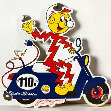 Reddy Kilowatt - Emaille plaat - Emaille