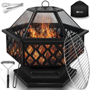 tillvex Vuurschaal met vonkbescherming en grillrooster, outd, Tuin en Terras, Verzenden, Zo goed als nieuw