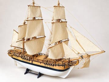Maritieme objecten - Messing, Hout- Driemaster zeilschip