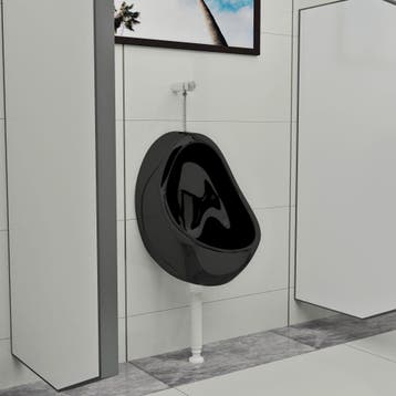 vidaXL Wandurinoir met spoelklep keramiek zwart, Verzenden, Nieuw