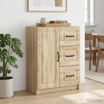 vidaXL Dressoir met lade Sonoma Eiken 66 x 34,5 x 87 cm, Verzenden, Nieuw, Overige houtsoorten, Minder dan 50 cm
