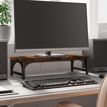 vidaXL Monitorstandaard 55x23x14 cm bewerkt hout gerookt, Verzenden, Nieuw