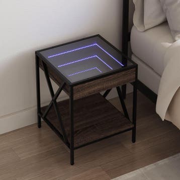 vidaXL Nachtkastje met Infinity LED 40x40x49 cm bruin, Minder dan 45 cm, Verzenden, Nieuw, Minder dan 55 cm