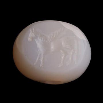Sasanian Witte Agaat Grote stempel met gevleugelde