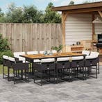 vidaXL 13-delige Tuinset met kussens poly rattan zwart, Tuin en Terras, Tuinsets en Loungesets, Verzenden, Nieuw, 2 zitplaatsen