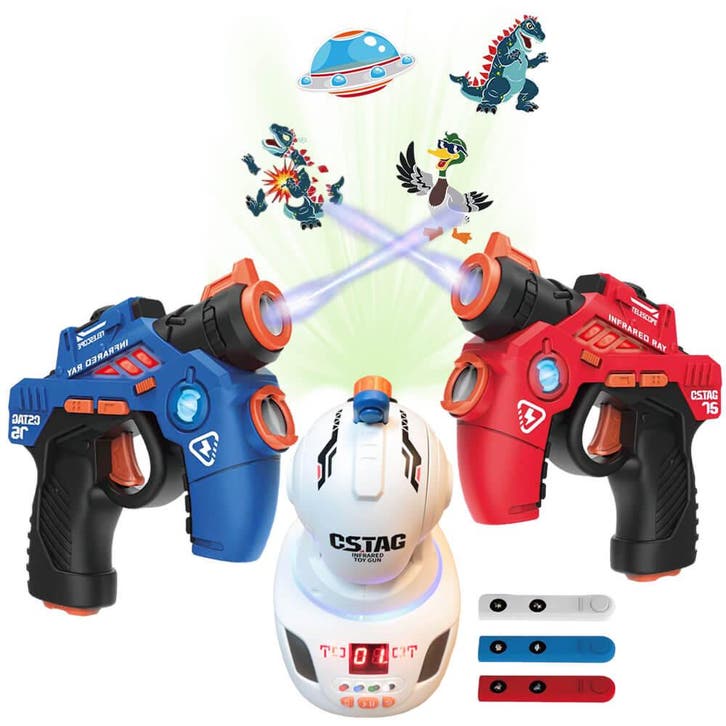 2 Mini laserguns + projector - Lasergame set met projector, Kinderen en Baby's, Speelgoed | Buiten | Actiespeelgoed, Nieuw, Ophalen of Verzenden