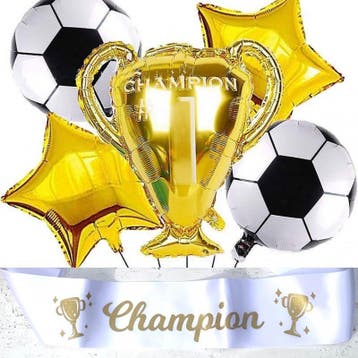 Voetbal Kampioen 5-delige folie ballonnen set, Sport en Fitness, Voetbal, Ophalen of Verzenden, Nieuw, Overige typen