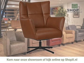 Leren draaifauteuil Lovely - Granada Savannah (cognac), Nieuw, Ophalen of Verzenden, 75 tot 100 cm, Eigentijds, Modern, Retro, Vintage