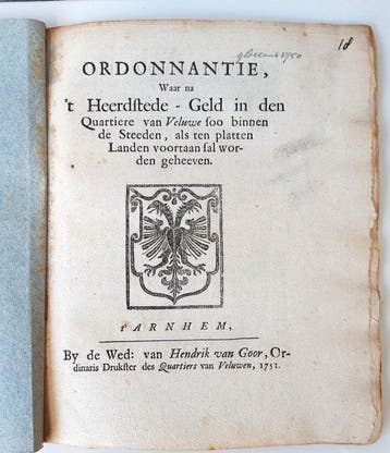 Ordonnantie t Heerdstede - Geld in den Quariere van Veluwe