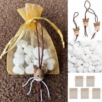 Organza zakje goud + gelukspoppetje rendier + pepermuntjes, Verzenden, Nieuw