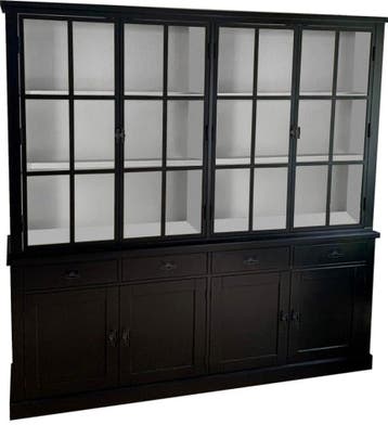 Buffetkast Soest zwart met stalen deuren 220cm, Ophalen of Verzenden, Nieuw