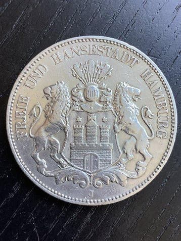 Duitsland, keizerrijk 5 Mark 1902 / Hamburg (Zonder