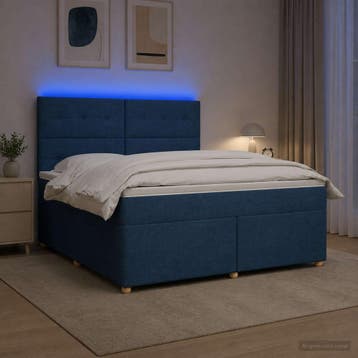 vidaXL Boxspringbed met matras met hoofdeinde Blauw 140 x, Verzenden, Nieuw, Tweepersoons, Blauw
