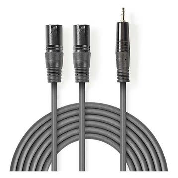 2x XLR naar jack 3.5 mm kabel | M  M | Nedis | 3 meter, Verzenden, Nieuw