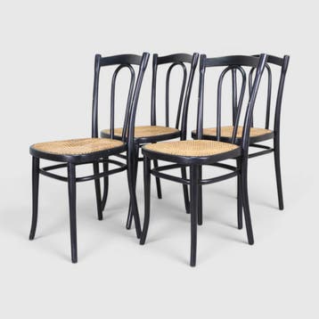 4x antieke Thonet bistrostoel No.56 jaren 20/30 zwart, Antiek, Gebruikt, Zwart, Hout